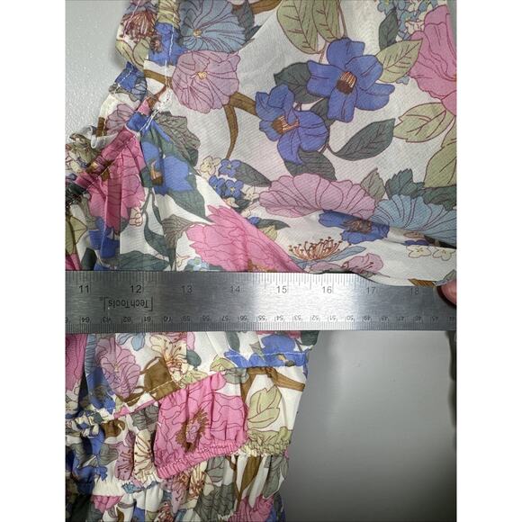 Bohme Lush Midi Dress L‎ Vintage Floral Print Empire Waist Milkmaid Cottagecore - Picture 10 of 10